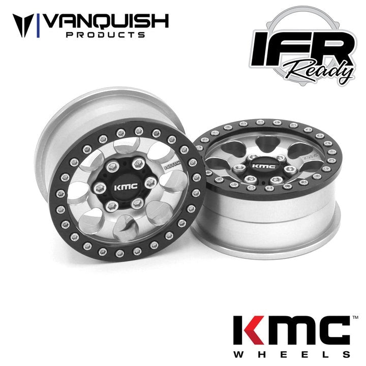 Vanquish Products 1.9" Aluminum KMC KM237 Riot Beadlock Wheels Clear Anodized (2)