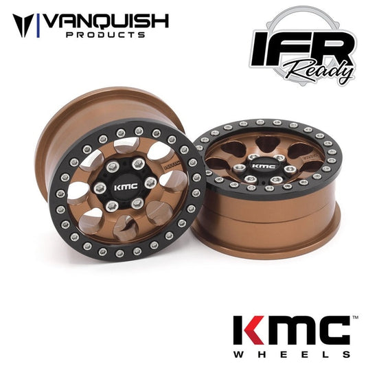 Vanquish Products 1.9" Aluminum KMC KM237 Riot Beadlock Wheels Bronze Anodized (2)