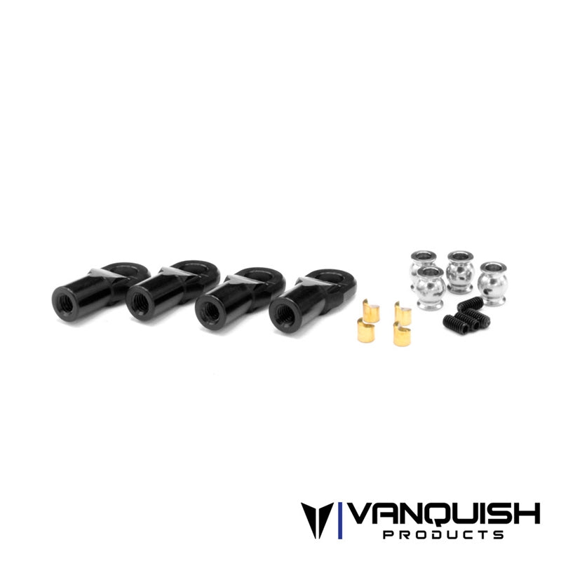 Vanquish Products Machined M4 Straight Rod Ends Black Anodized