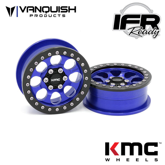 Vanquish Products Single 2.2 Aluminum KMC KM237 Riot Beadlock Wheel - Blue Anodized