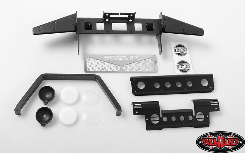RC4WD Metal Front Bumper w/Stinger and Lights for Gelande II D90/D110