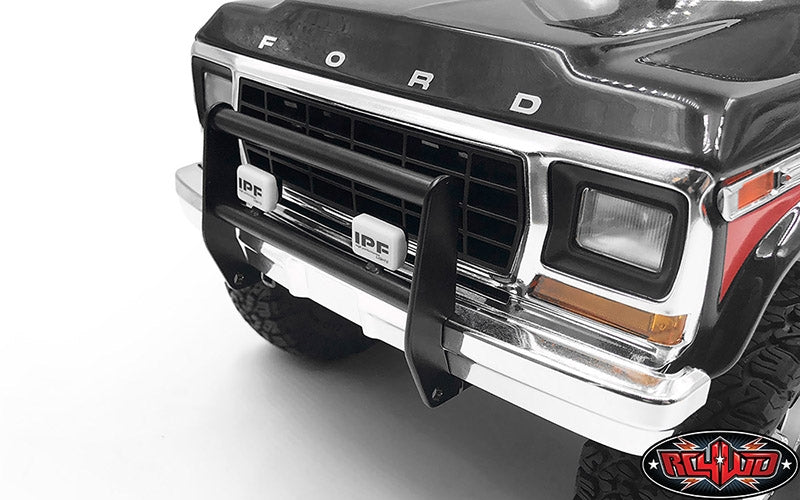 RC4WD Cowboy Front Grille Guard W/Lights for Traxxas TRX-4 '79 Bronco Ranger XLT (Black)