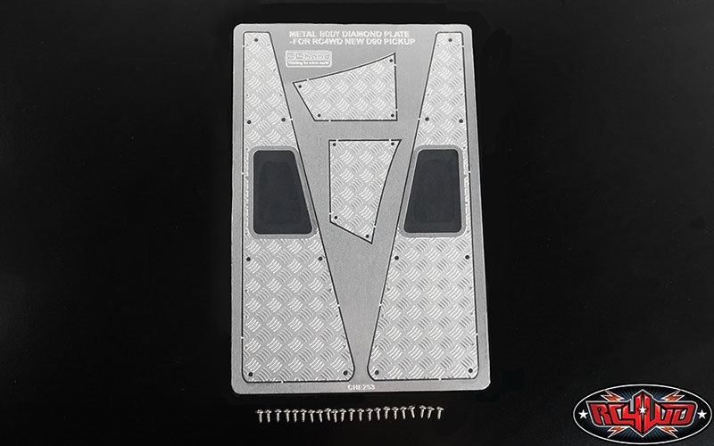 RC4WD Steel Front Side Hood Diamond Plates for RC4WD Gelande II 2015 Land Rover Defender D90