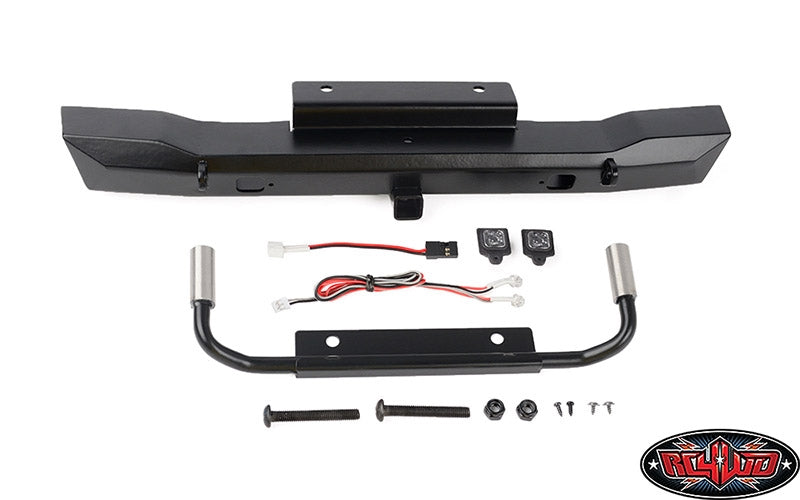 RC4WD Eon Metal Rear hitch Bumper with LEDs and Dual Exhaust for Axial SCX6 JEEP Wrangler JLU
