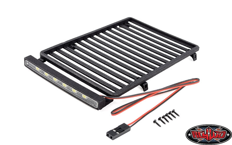 RC4WD Flat Roof Rack with LED Light Bar for Axial SCX24 Jeep Wrangler JLU