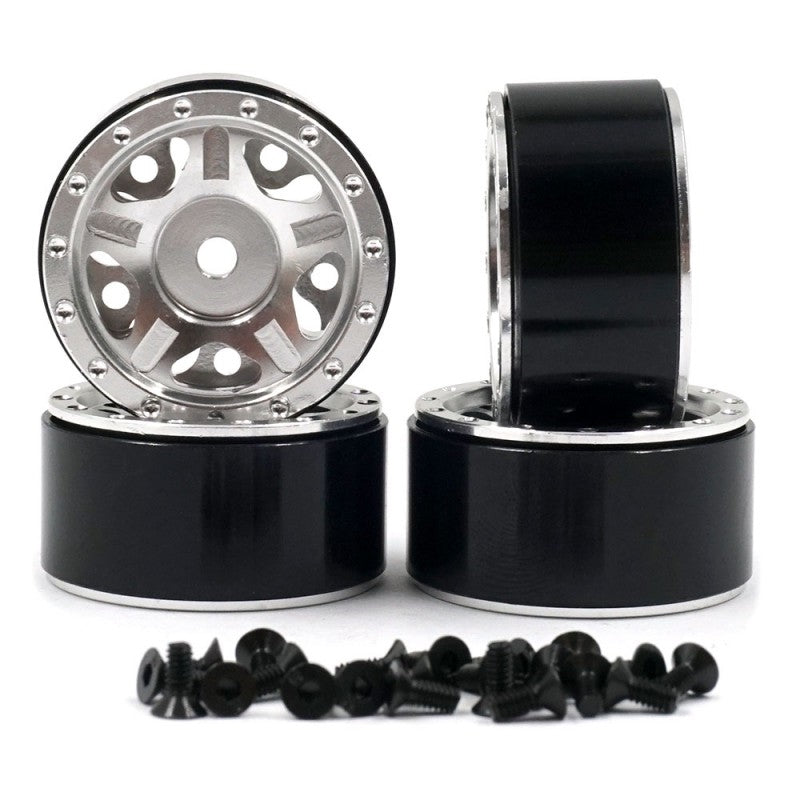 Yeah Racing Aluminum CNC 5 Spoke Beadlock Wheels for Axial SCX24 (4) - Silver