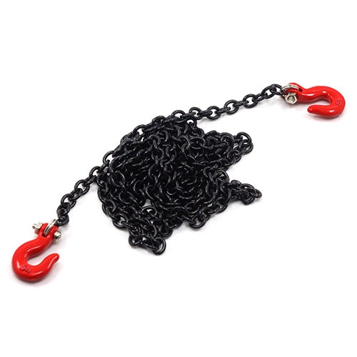 Yeah Racing 1/10 RC Rock Crawler Accessories - 96cm Long Black Chain and Red Hook Set