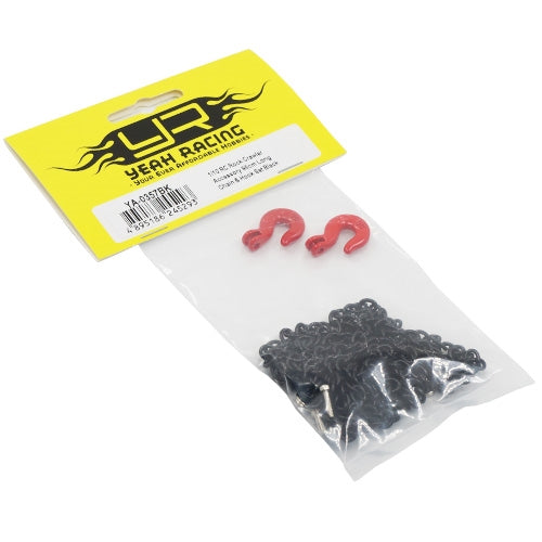 Yeah Racing 1/10 RC Rock Crawler Accessories - 96cm Long Black Chain and Red Hook Set
