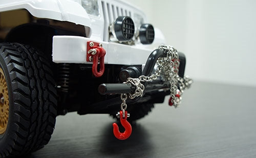 Yeah Racing 1/10 RC Rock Crawler Accessories - 96cm Long Black Chain and Red Hook Set