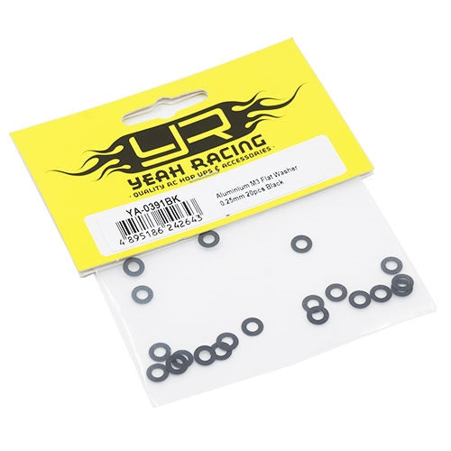 Yeah Racing Aluminum M3 Flat Washer 0.25mm (20pcs) Black