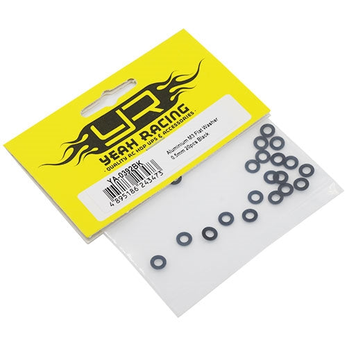 Yeah Racing Aluminum M3 Flat Washer 0.5mm (20pcs) Black
