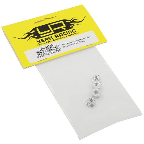 Yeah Racing 4mm Aluminum Wheel Flange Lock Nut 4pcs For RC Car Silver