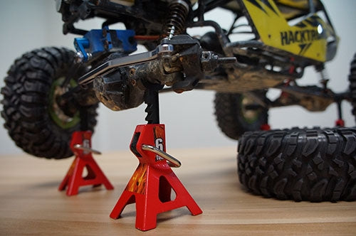 Yeah Racing 1/10 RC Rock Crawler Accessory - Height Adjustable 3 Ton Jack Stand Black 2pcs