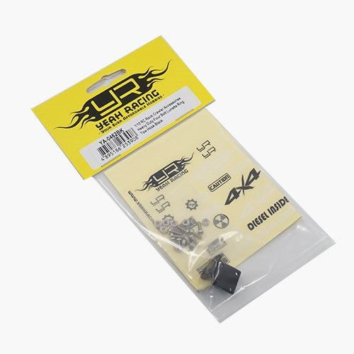 Yeah Racing 1/10 RC Rock Crawler Accessories - Heavy Duty Four Bolt Lunette Ring Tow Hook (Black)
