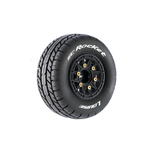 Louise RC Rocket Short Course Tire Mounted on Black Rim (2)
