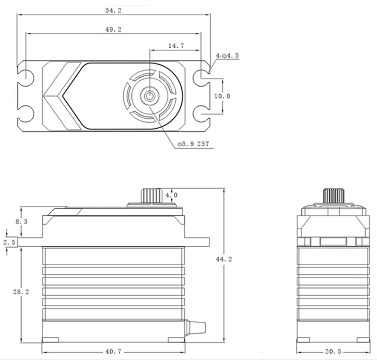 SRT T45 HV Coreless Digital Servo (.13s / 625.0oz @ 8.4V)